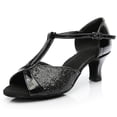 thumbnail image 2 of Zapatos de baile de salón para mujer, zapatos de baile latino de tango para adultos, color negro, 2 of 3