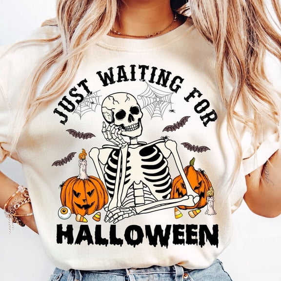 Just Waiting for Halloween Shirt, Funny Halloween Shirt, Halloween Pumpkin Shirt, Spooky Season Shirt, Halloween Shirt TH090615