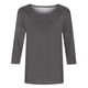 thumbnail image 5 of Blusas Umfun para mujer, cuello redondo liso, manga 3/4, blusa informal versátil, gris oscuro, talla 2XL, 5 of 5