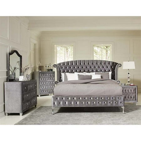 Coaster Deanna 5 Piece King Wingback Bedroom Set In Gray
