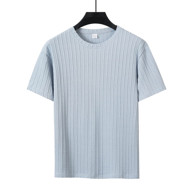 pstuiky camisetas de hombre, Camisas casuales de manga corta con cuello redondo y textura de color sólido para hombre camisas casuales para hombre xxl