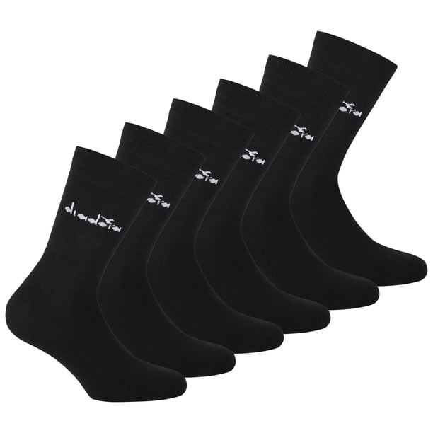 Diadora Calcetines Unisex, Paquete de 6 - Calcetines Deportivos, Algodón, Logotipo, color sólido Negro 39-42