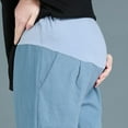thumbnail image 4 of Cotton And Linen Women Large Loose Leggings For Pregnant Women's Wear With A Cropped Pants Blue L Clearance, 4 of 5