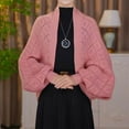 thumbnail image 2 of Women's Knitted Cardigan Warm Fashion Checkered Shawl Open Front Sweater Ideal for Daily Wear and Casual Outfits(Color:Pink,Size:One Size), 2 of 3