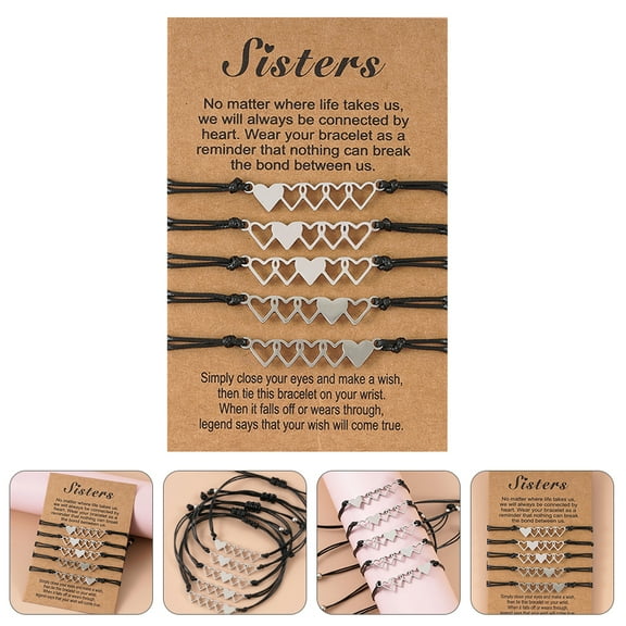 2/ 4/ 5 Sister Bracelet Matching Sister Bracelets Long Distance Heart Bracelets Friendship Birthday Gifts for Sister Best friend