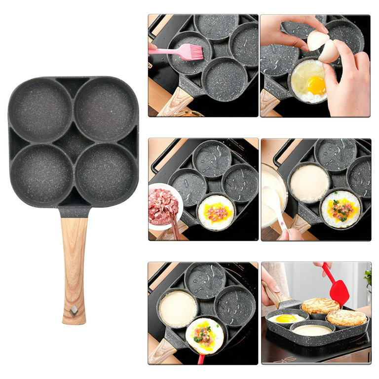 Fried Egg Burger Non- Stick Frying Pan 4 Cup Egg Cooker Stovetop Grill Pan