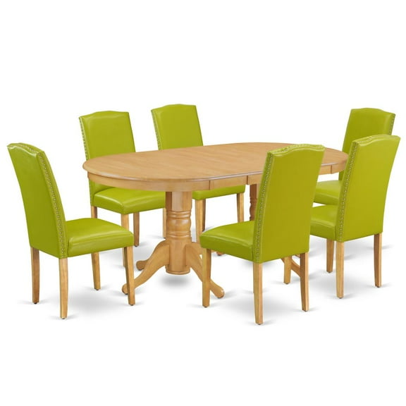 East West Furniture Vancouver 7-piece Wood Dining Set in Oak/Autumn Green