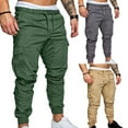 thumbnail image 4 of Pants Breathable Tied Rope Solid Color Drawstring Casual Long Pants for Outdoor Navy Blue M, 4 of 8