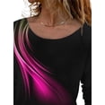 thumbnail image 3 of DYMADE Women Plus Size Aurora Print Round Neck Long Sleeve T-shirt, 3 of 4