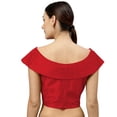 thumbnail image 3 of eloria Women's Art Silk Boat Neck Sari Top Blouse Partywear Sleevless Fillers With backside Zipper, Color : Dark Red, 3 of 6