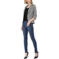 thumbnail image 2 of INSPIRE CHIC Blazer à Rayures pour Femme Manches 3/4 Décontracté Ouvert à l'Avant Revers Cranté Blazer L Gris Foncé, 2 of 8