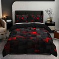 thumbnail image 4 of 3Piece Grid Duvet Cover Set UltraSoft, Breathable Fabric includes 1 Duvet Cover 2 Pillowcases 26s, 4 of 5