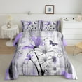 thumbnail image 2 of jejeloiu Purple Floral Daisy Full Size Comforter Sets,Splashing Ink Bedding Comforter Set,Cute Flower Butterfly Bedding Sets,Bedroom Microfiber Decorative Reversible,3pcs, 2 of 8