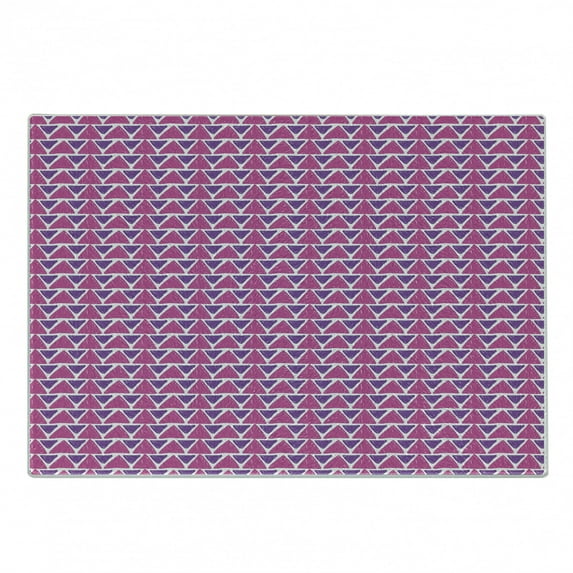 Geometric Cutting Board, Hand Drawn Sketch Style Triangle Pattern with Brush Marks Abstract Stripes, Decorative Tempered Glass Cutting and Serving Board, Small Size, Purple and Pink, by Ambesonne