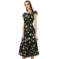 thumbnail image 5 of Bimba Women's Ruffly Sleeve Digital Floral Printed Black Cotton Party Dress-26, 5 of 5