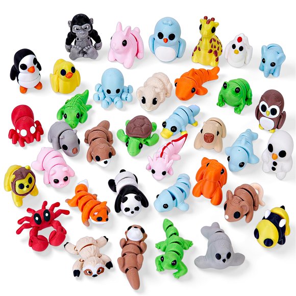 Juego de minifiguras de animales impresas en 3D Aousin, 36 unidades, para niños
