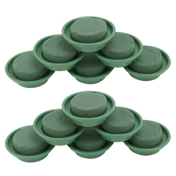 Flower Arrangement Kit - 12-Pack Round Floral Foam in Single Design Bowl for Table Centerpiece, Green