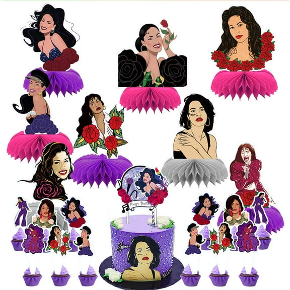 Selena Party Decor Supplies Honeycomb Centerpieces Table Toppers Cake Toppers Decorations for Birthday