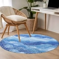thumbnail image 5 of Summer Sea Corals Round Living Room Rugs 4 ft, Nautical Coastal Abstract Watercolor Ocean Waves Washable Area Rug with Non-Slip Sturdy Edge Binding Round Carpet for Entryway Kitchen Bedroom Bathroom, 5 of 9