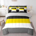 thumbnail image 1 of YST Yellow Black Grey Geometric Striped Bedding Set, 7-Piece, Twin, 1 of 5