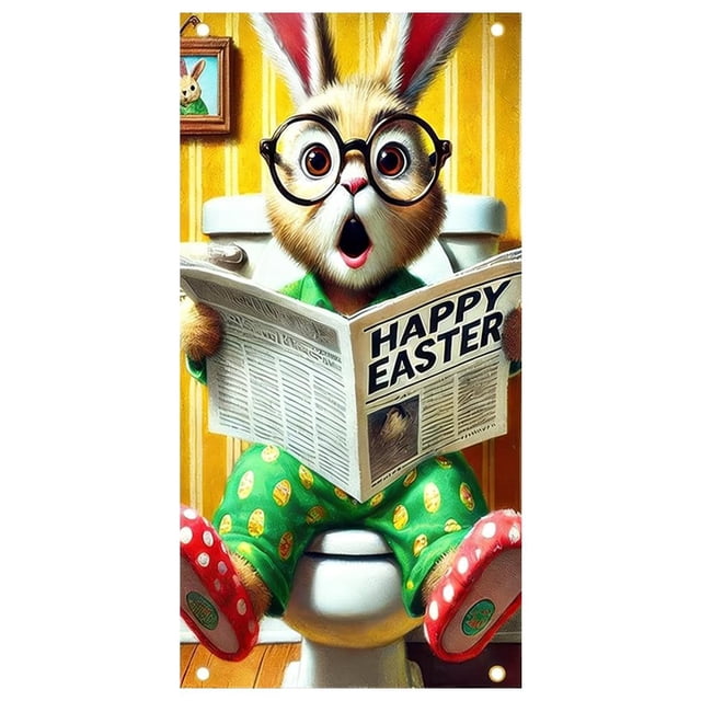 Housse de Porte Lapin de Pâques, Bannières de Rideau de Porte Lapin Rustiques de Printemps pour Porte d'Entrée, Couvre-Porte Décoratifs, Décor de Fond pour Embrasure de Porte pour Porche, Décorations de Fête Extérieures