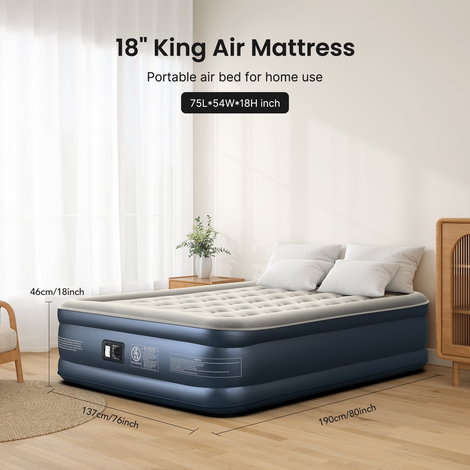 iDOO Air Mattress, Inflatable Airbed with Built-in Pump for