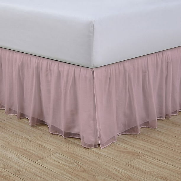 Cotton Voile 15Inch California King Bed Skirt in Blush