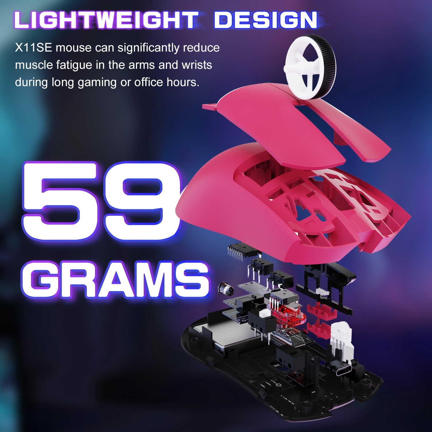 ATTACK SHARK X11SE Wireless Gaming Mouse, PixArt PAW3311 Gaming Sensor, BT/2.4G Wireless/Wired, 65 Hours Battery, Upgrade BK52820 Chip