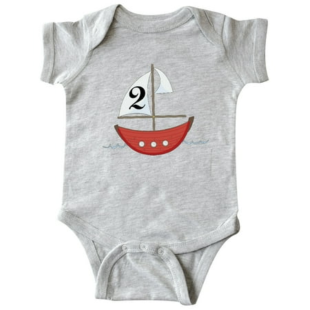 

Inktastic Second birthday-Two Years Old red boat Gift Baby Boy or Baby Girl Bodysuit