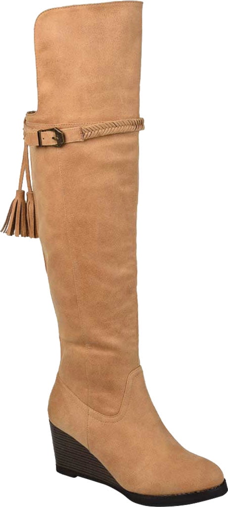 over the knee wide calf wedge boots