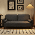 thumbnail image 3 of BSHTI 65" Modern Loveseat Couch with Removable Backrest, Fine Linen, Tapered Wood Legs & Bolster Pillows, Solid Wood Frame for Living Room & Office Dark Gray, 3 of 12
