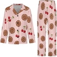 thumbnail image 4 of Top-kevin Women Long Sleeve Pajama Set Comfy Pjs Sets Cheetahs Leaping Purple Dots 2 Piece Lounge Set, 4 of 12