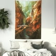 thumbnail image 3 of Fantasy World Tapestry, Spaceship on Background of Waterfall Lighthouse and Red Canyon Fantasy Landscape, Wall Hanging for Bedroom Living Room Dorm Decor, 40W X 60L Inches, Brown, by Ambesonne, 3 of 5