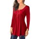 thumbnail image 3 of Camisa de mujer Botón plisado Blusa suelta Camiseta de manga larga Top, rojo vino, XXL Monstrate  AP000668-08, 3 of 7