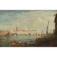 thumbnail image 2 of Frederick Nash 18x13 Gold Ornate Wood Frame and Double Matted Museum Art Print Titled - The Monument and London Bridge, 2 of 4