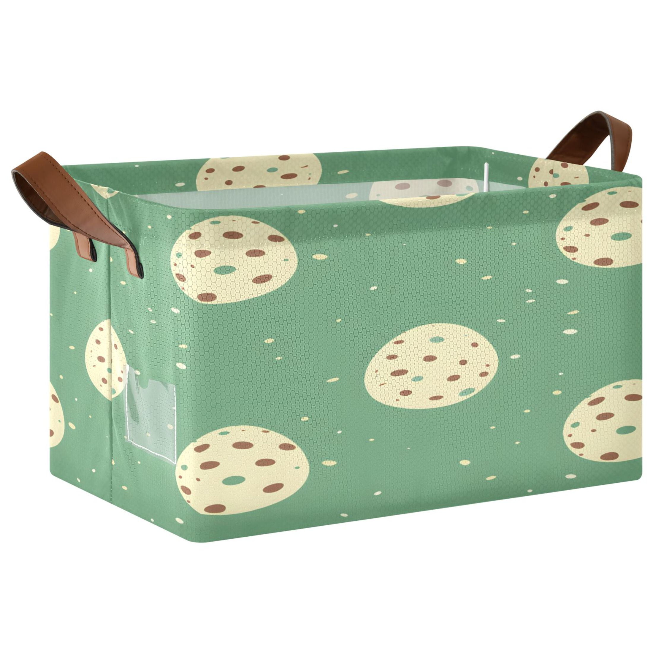 Ryvnso Art Easter Eggs Storage Bins Large Basket Foldable Cube Toys Organizer with Handles 2 PCs