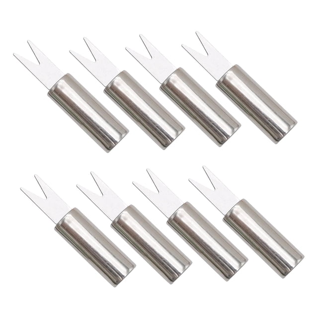 8 piezas de soportes de acero inoxidable para maíz, palillos para maíz, accesorios para parrilla, mango redondo, soporte para mazorcas de maíz, tenedo