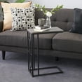 thumbnail image 3 of DecMode 19" x 26" Dark Brown Wood C-Shaped Accent Table with Black Metal Base, 1-Piece, 3 of 16