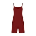 thumbnail image 3 of Xihbxyly Jumpsuits for Women Casual Womens Summer Casual Sleeveless Rompers Loose Spaghetti Strap Shorts Jumpsuit Linen Scoop Neck Wide Leg Jumpsuit with Pockets Red L #1, 3 of 5