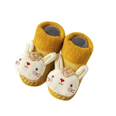 

Autumn And Winter Children Toddler Boys And Girls Socks Floor Sports Shoes Non Slip Plush Warm And Comfortable Cute Cartoon Animal Pattern