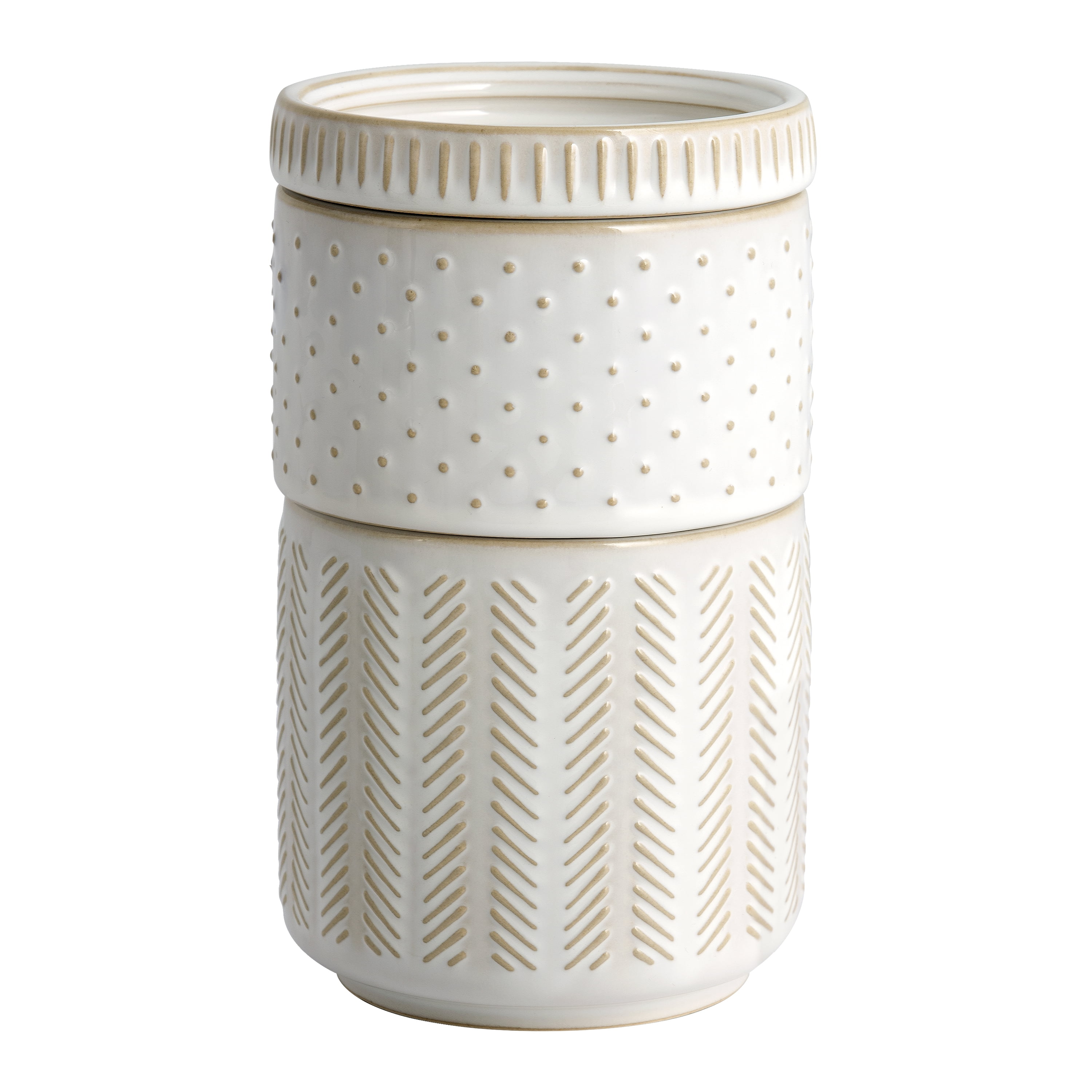 3-Piece Textured Ceramic Stackable Jar Set in Creamy White, Better Homes & Gardens