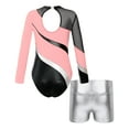 thumbnail image 2 of Haitryli Ballet Dance Jersey Leotards for Girls Biketards Sparkly Bodysuit with Shorts Outfits Gymnastics Dancewear Pink&Silver 10, 2 of 7