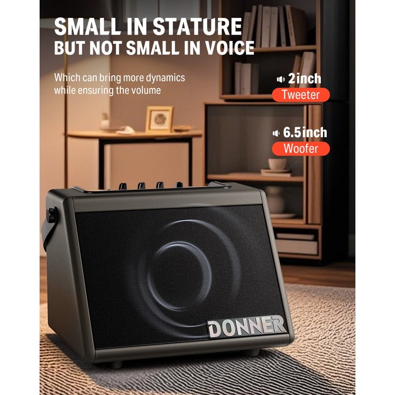 Donner 20W Mini Wireless Drum and Keyboard Amplifier, Black photo 3
