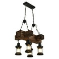 thumbnail image 6 of Rustic Farmhouse Wood Pendant Light, 4-Light Antique Lantern Chandelier with Adjustable Chain, Metal & Wood Hanging Ceiling Light Fixture for Kitchen Island, Dining Room, Bar, Café, 6 of 9