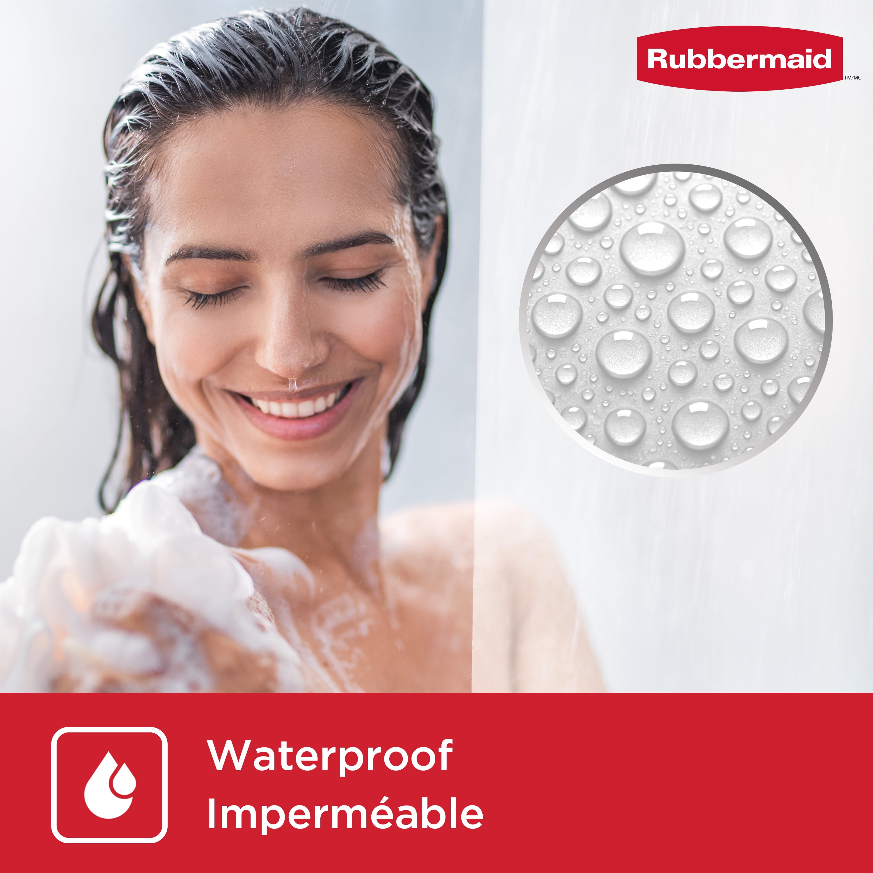 Rubbermaid Heavyweight Waterproof PEVA Shower Liner, BPA-Free