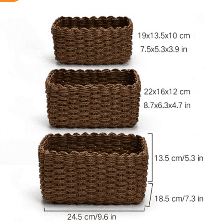 Chicgrowth Wicker Storage Basket, 3 Pack Woven Bin Baskets Set Nesting,  Beige