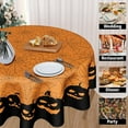 thumbnail image 4 of Halloween Tablecloth - Round 60 Inch Orange Polyester Fabric Pumpkin Spider Web Table Cover for Kitchen Dining Room Picnic Party Outdoor, 4 of 6