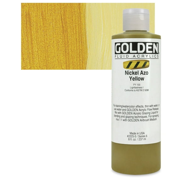 Golden Fluid Acrylic Paint, 8 oz, Nickel Azo Yellow