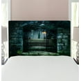 thumbnail image 1 of Gothic Headboard, Image of the Gate of a Dark Old Haunted House Cemetery Dead Myst Fiction Art Print, Upholstered Decorative Metal Bed Headboard with Memory Foam, Twin Size, Grey Green, by Ambesonne, 1 of 4