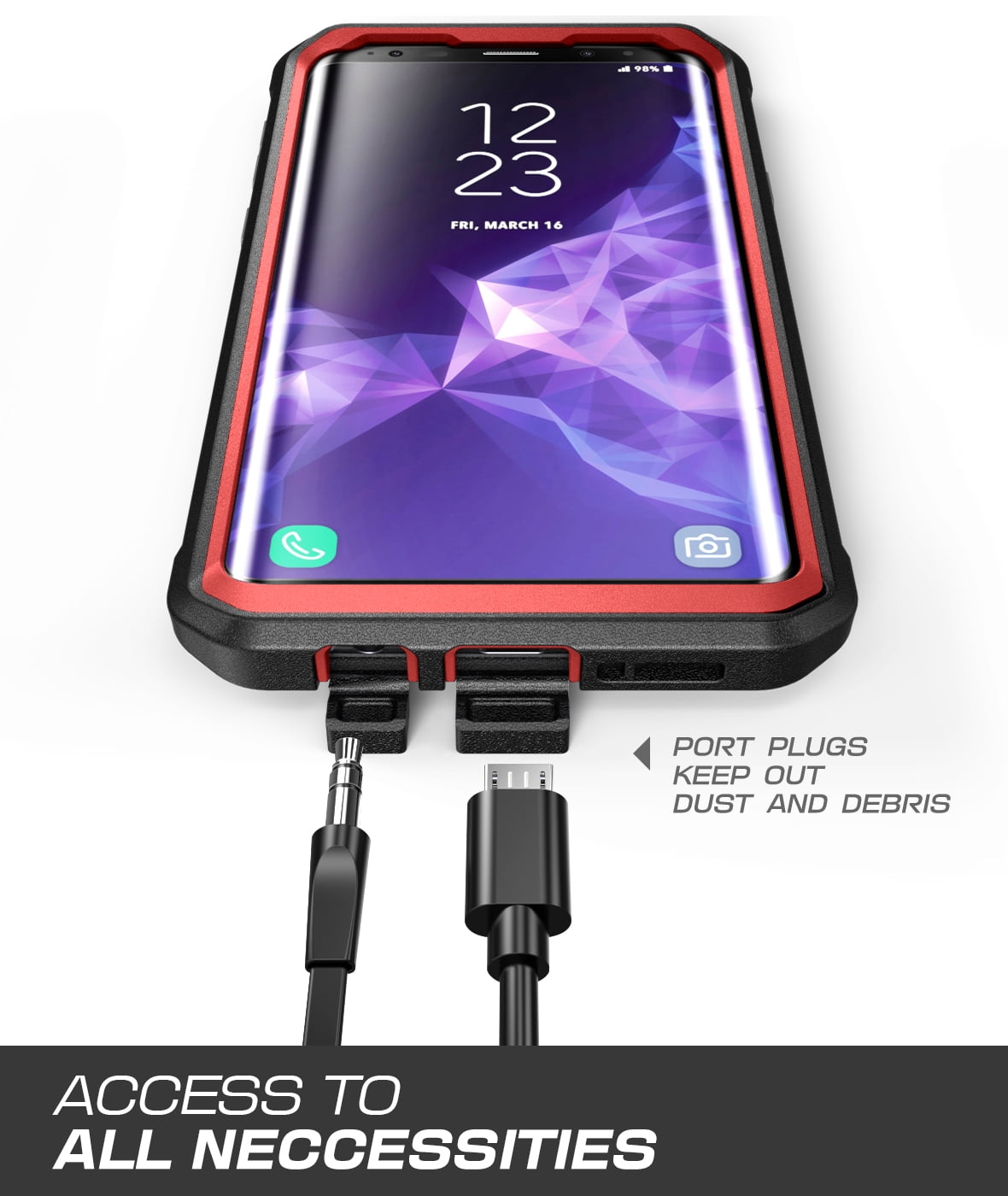 SUPCASE Unicorn Beetle Pro Series Case Designed for Galaxy S9, with Built-in Screen Protector Full-Body Rugged Holster Case for Galaxy S9 (2018 Release) (MetallicRed)